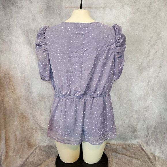 Womens Maurices Lilac and Polka Dot‎ Surplice Blouse Size Large - Picture 3 of 5
